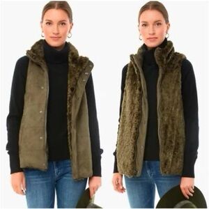 Tuckernuck Reversible Olive Green Faux Fur Vest XS